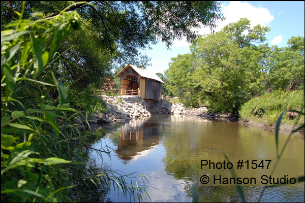 Marshfield, VT - Martin Bridge and Brook with Reflection